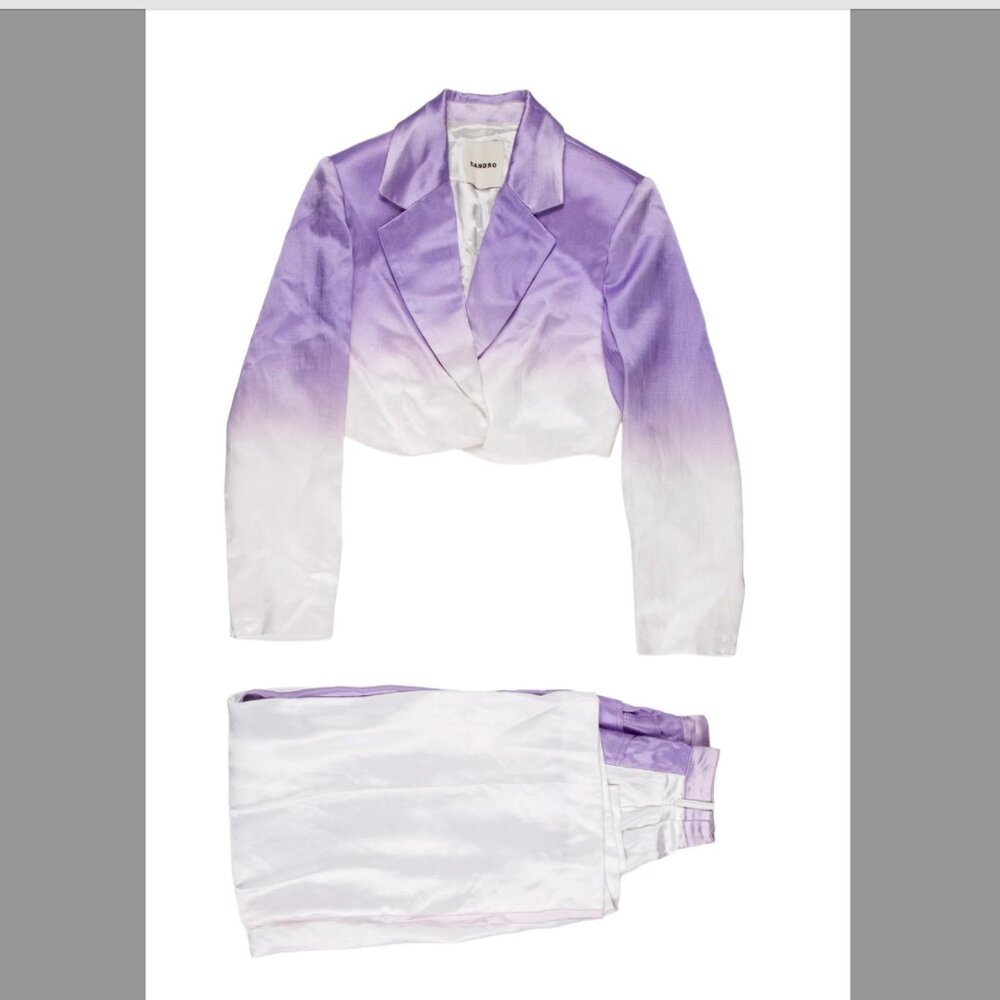 New with tags Sandro Tie Dye Purple and White Crop Pant Set